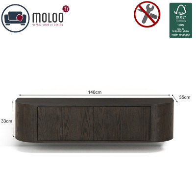 TIAGO-Wand-TV-Möbel L.140 cm Eiche Expresso