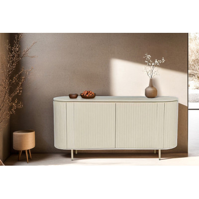 CREAM-Buffet 2 portes en bois massif Ivoire