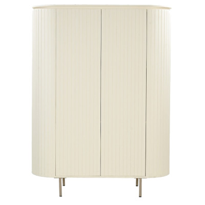 CREAM-Credenza alta a 2 ante in legno massello avorio