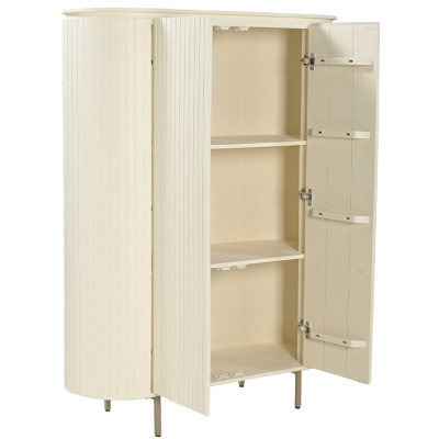 CREAM-Credenza alta a 2 ante in legno massello avorio