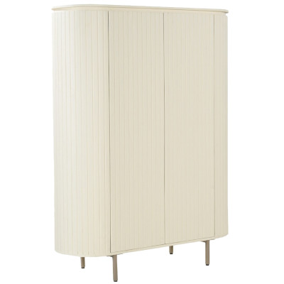 CREAM-Hohes Sideboard mit 2 Türen aus Holz, Farbe Elfenbein