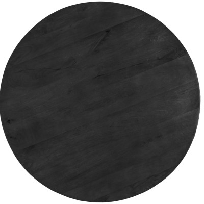 MACY-Tavolo da pranzo rotondo D.120 cm, legno massello nero