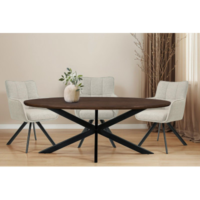 MACY-Ovaler Esstisch L.210 cm aus dunklem Massivholz