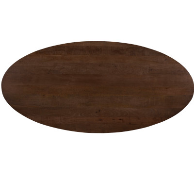 MACY-Table à manger ovale L.210 cm en bois massif foncé