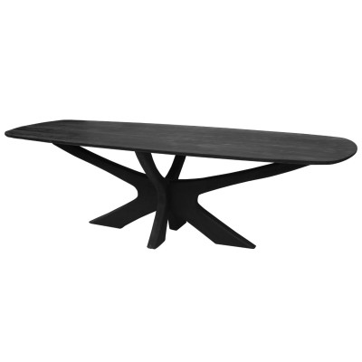 EPSYLON-Mesa de comedor ovalada para 8 personas, L.220 cm, de madera maciza negra