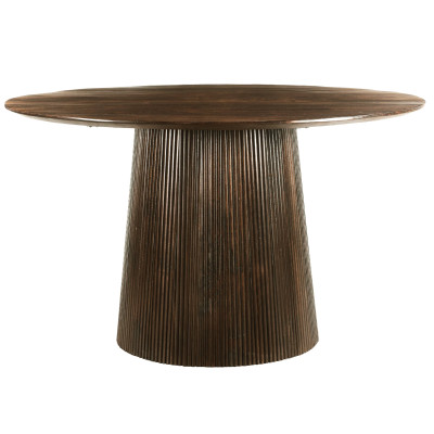 SIENNE-Table à manger Ronde 4 personnes D.130, Manguier teinté noyer