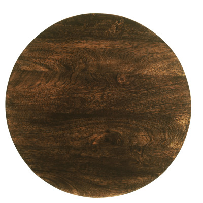 SIENNE-Table à manger Ronde 4 personnes D.130, Manguier teinté noyer
