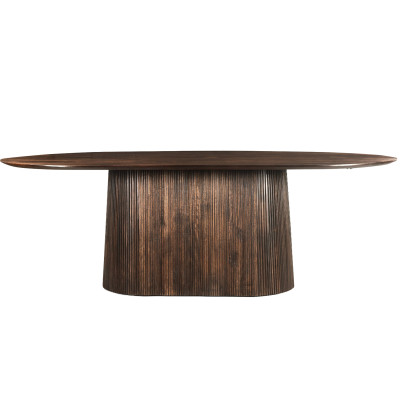 SIENNE-Table à manger Ovale12 p et + L.300 cm, Manguier teinté noyer