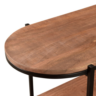 MILOU-Etagère L.84 cm en bois de Manguier massif et métal noir