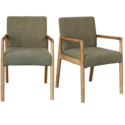 ALBAN-Fauteuil de table, tisssu SoftCellar Sauge et Frêne naturel (x2)