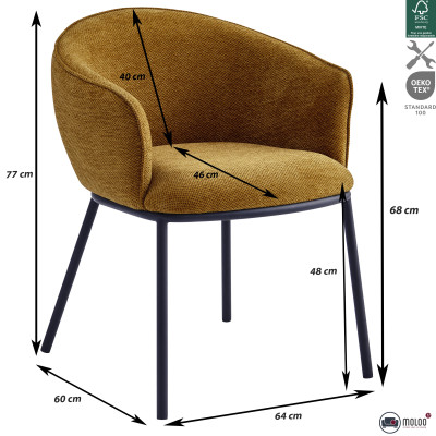 ALVIN-Tischsessel aus Stoff Luxury Senf