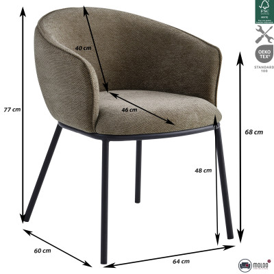 ALVIN-Tischsessel aus Stoff Luxury Braun