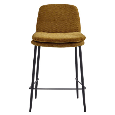 NOLAN-Chaise de bar en tissu Luxury Moutarde (x2)