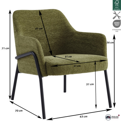 LAYTON-Fauteuil en tissu Luxury Kaki