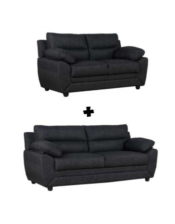 ROMA-Conjunto de sofás de 3 y 2 plazas de tela negra