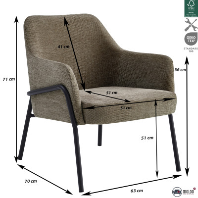 LAYTON-Sillón de tela Luxury marron