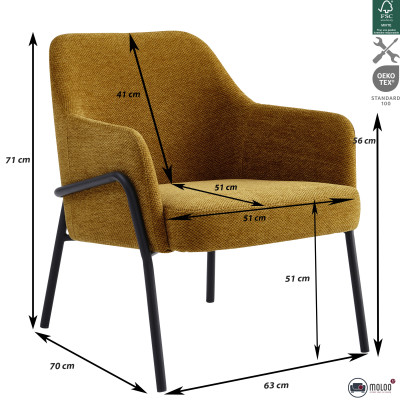 LAYTON-Fauteuil en tissu Luxury Moutarde