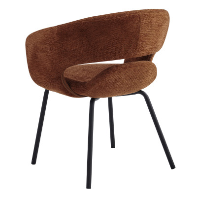 TRAVIS-Sillón de mesa de tela Luxury Terracota
