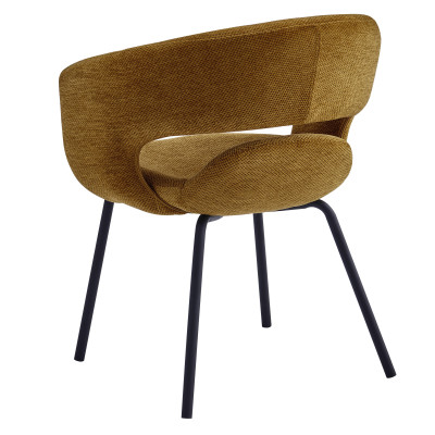 TRAVIS-Sillón de mesa de tela Luxury mostaza