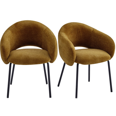 SHARP-Poltrona da tavolo in tessuto Luxury Senape (x2)