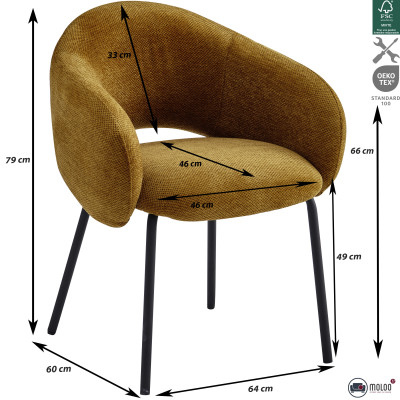 SHARP-Tischsessel aus Stoff Luxury Senf