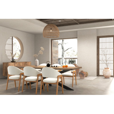 WOOL-Chaise en Tissu Curly Ecru et Frêne naturel (x2)