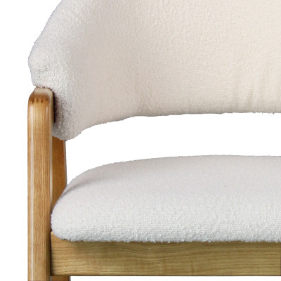 WOOL-Chaise en Tissu Curly Ecru et Frêne naturel (x2)