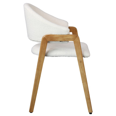 WOOL-Chaise en Tissu Curly Ecru et Frêne naturel (x2)