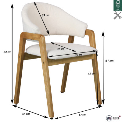 WOOL-2er Set Stoffstuhl in Ecru und Esche Natur