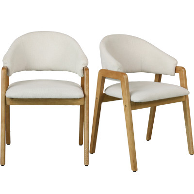 WOOL-Silla de tela color crudo y fresno macizo natural (x2)