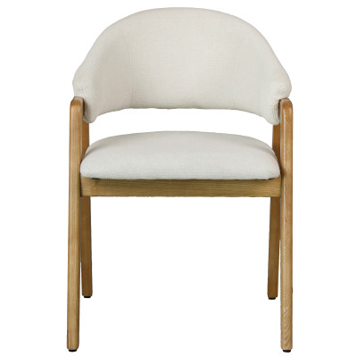 WOOL-Silla de tela color crudo y fresno macizo natural (x2)