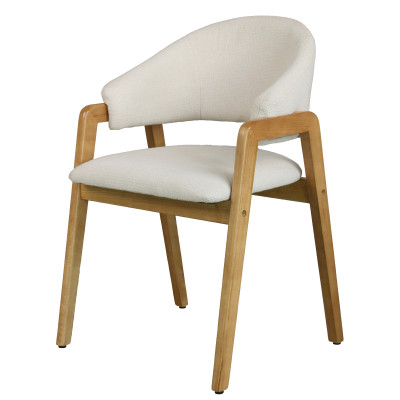 WOOL-Silla de tela color crudo y fresno macizo natural (x2)