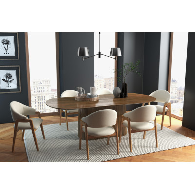 WOOL-Silla de tela color crudo y fresno macizo natural (x2)