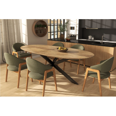 WOOL-Chaise en Tissu SoftCellar Sauge et Frêne massif naturel (x2)