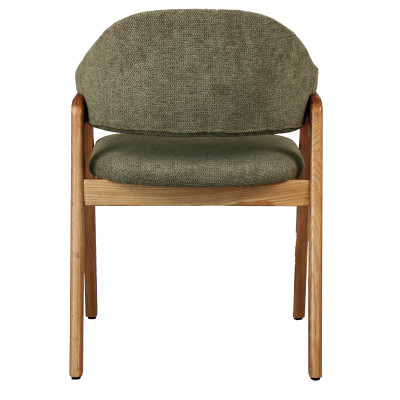 WOOL-Silla de tela verde y fresno natural (x2)