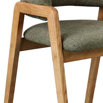 WOOL-Silla de tela verde y fresno natural (x2)