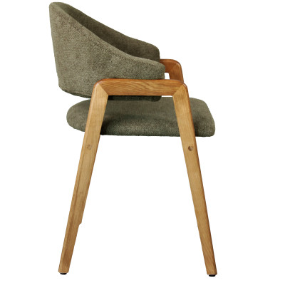 WOOL-Sedia in tessuto verde e frassino naturale (x2)