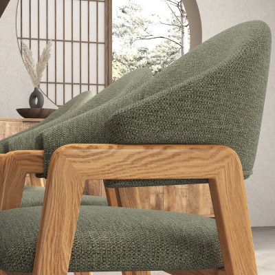 WOOL-Chaise en Tissu SoftCellar Sauge et Frêne massif naturel (x2)