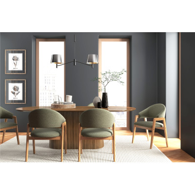 WOOL-Silla de tela verde y fresno natural (x2)