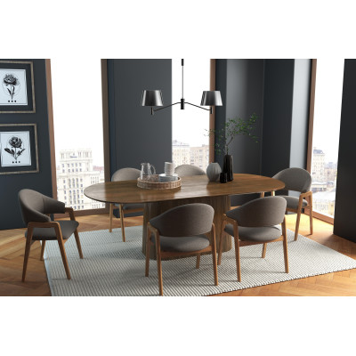 WOOL-Chaise en Tissu SoftCellar Taupe et Frêne massif naturel (x2)