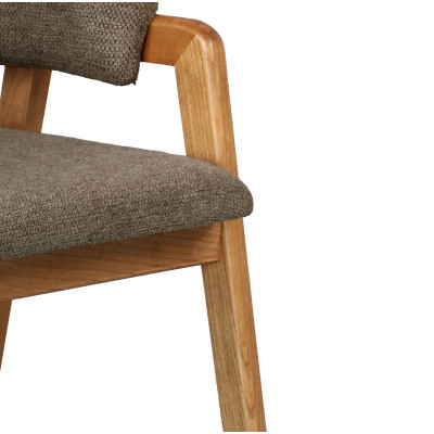 WOOL-Chaise en Tissu SoftCellar Taupe et Frêne massif naturel (x2)
