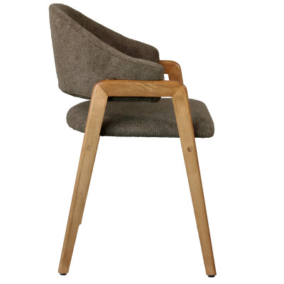 WOOL-Silla de tela marrón y fresno natural (x2)