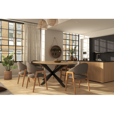 WOOL-Chaise en Tissu SoftCellar Taupe et Frêne massif naturel (x2)