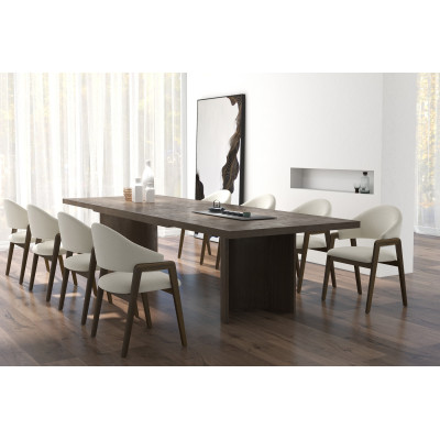 WOOL-2er Set Stuhl aus Stoff in Ecru und Esche Walnuss