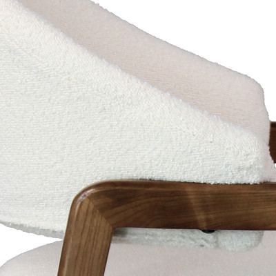 WOOL-Chaise en Tissu Curly Ecru et Frêne teinté noyer (x2)