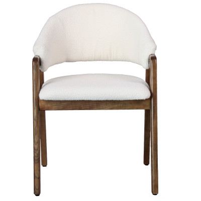 WOOL-Chaise en Tissu Curly Ecru et Frêne teinté noyer (x2)