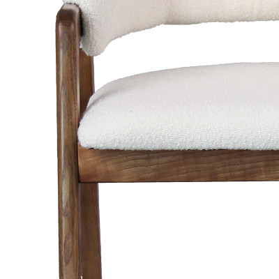 WOOL-Chaise en Tissu Curly Ecru et Frêne teinté noyer (x2)