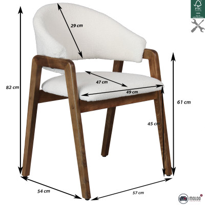 WOOL-Silla de tela color crudo y fresno teñido de nogal (x2)