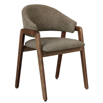 WOOL-Chaise en Tissu SoftCellar Taupe et Frêne teinté noyer (x2)