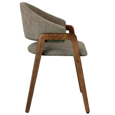 WOOL-Sedia in tessuto marrone e frassino tinto noce (x2)